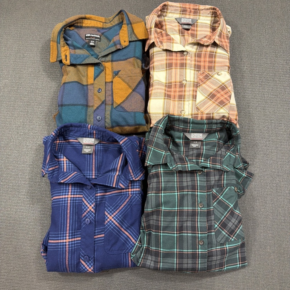 Outdoor‎ Research Lot Of 4 Long Sleeve Flannel Shirt Size Small Plaid Button Up